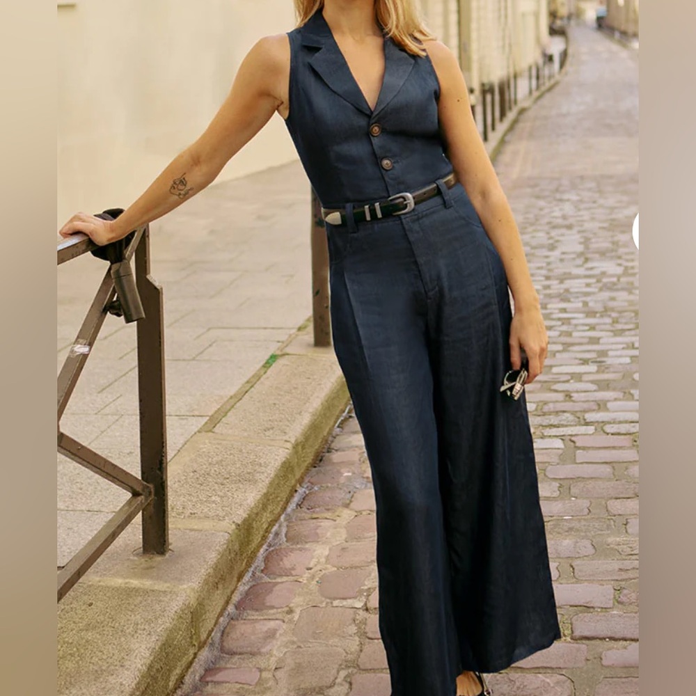 Petite Studio Navy Sleeveless Jumpsuit